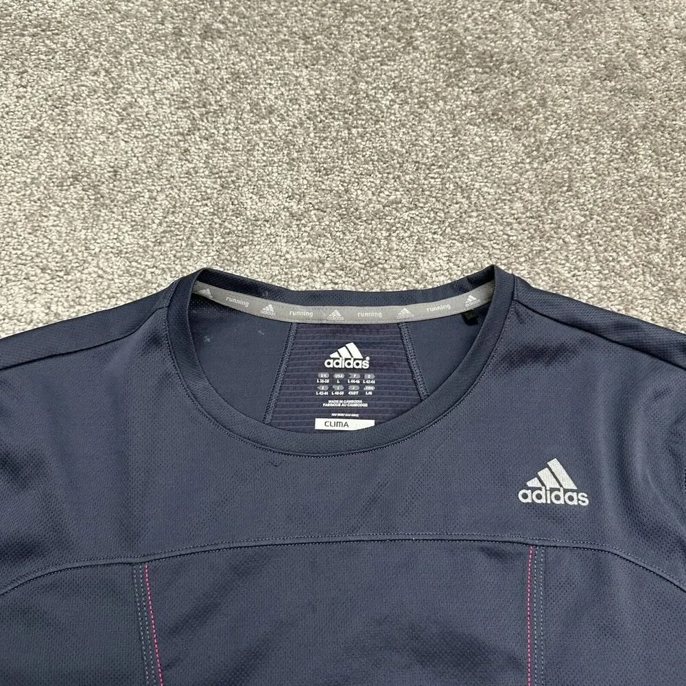 Adidas Climalite Response Active Top Womens Large Blue Round Neck Long Sleeve
